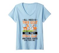 Femme All I Need is This Goat and That Other Goat and Those Goats T-Shirt avec Col en V