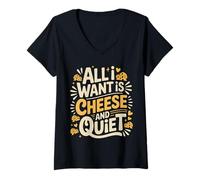Femme All I Want is Cheese and Quiet Introvert Dairy - T-Shirt avec Col en V