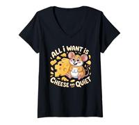 Femme All I Want is Cheese and Quiet Introvert Dairy - T-Shirt avec Col en V