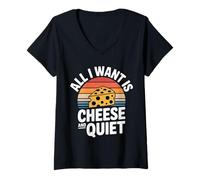 Femme All I Want is Cheese and Quiet Introvert Dairy - T-Shirt avec Col en V