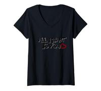 Femme All I Want is You Love Quote T-Shirt avec Col en V