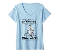 Femme All Men are Created Equal Cyclist Seventies 70s Dad T-Shirt avec Col en V