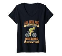 Femme All Men are Created Equal Cyclist Seventies 70s Dad T-Shirt avec Col en V