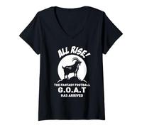 Femme All Rise The Fantasy Football Goat est arrivé Fan de Football T-Shirt avec Col en V