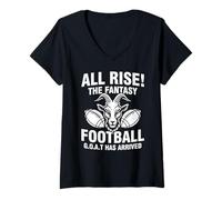 Femme All Rise The Fantasy Football Goat Has Arrived Citation Humoristique T-Shirt avec Col en V