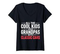 Femme All The Cool Kids Have Grandpas with Classic Cars - T-Shirt avec Col en V