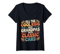 Femme All The Cool Kids Have Grandpas with Classic Cars - T-Shirt avec Col en V