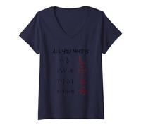 Femme All You Need is Love Équations Mathématiques T-Shirt avec Col en V