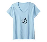 Femme Allah Noms en Arabe, Alhamdulillah Muslim, Ya Allah Islam T-Shirt avec Col en V