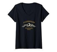 Femme Allenspark, Colorado, États-Unis, Mountain Design T-Shirt avec Col en V
