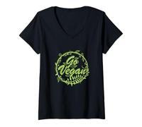 Femme Aller végétalien T-Shirt avec Col en V