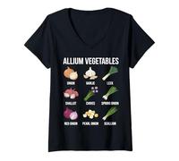 Femme Allium Tableau des légumes Botanique Biologie des Plantes Sciences T-Shirt avec Col en V