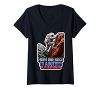 Femme Allons à la Mission d'exploration Mars Mars vers Mars Red Planet T-Shirt avec Col en V