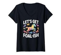 Femme Allons chercher Foal-Ish Horse Rainbow T-Shirt avec Col en V