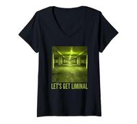 Femme Allons Chercher Liminal Space Garage Weirdcore Dreamcore T-Shirt avec Col en V