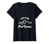 Femme Allons Courir sur Sentier T-Shirt avec Col en V