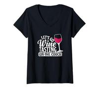 Femme Allons dégustation de vin sur Le canapé T-Shirt avec Col en V