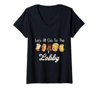 Femme Allons Tous dans Le Hall Soda Pop Cute Retro Movie Theater T-Shirt avec Col en V