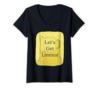 Femme Allons Voir Liminal Empty Hallway Weirdcore Dreamcore T-Shirt avec Col en V