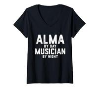 Femme Alma Costume de Musicien Gen Z Millennial Meme Song Music Alma T-Shirt avec Col en V