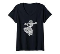 Femme Aloha in Motion Hula Wahine Style Vintage hawaïen T-Shirt avec Col en V