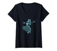 Femme Aloha in Motion Hula Wahine Style Vintage hawaïen T-Shirt avec Col en V