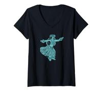 Femme Aloha in Motion Hula Wahine Style Vintage hawaïen T-Shirt avec Col en V
