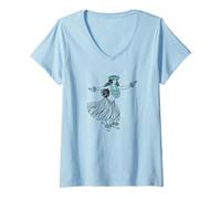 Femme Aloha in Motion Hula Wahine Style Vintage hawaïen T-Shirt avec Col en V
