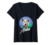 Femme Aloka - The Walk for Peace Monk Dog Spreading Hope T-Shirt avec Col en V