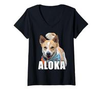 Femme Aloka - The Walk for Peace Monk Dog Spreading Hope T-Shirt avec Col en V
