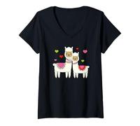 Femme Alpaca Design for Girls Cute Little Sister and Big Sister T-Shirt avec Col en V