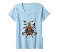 Femme Alpaga Viking Berserker Norse Animal Warrior T-Shirt avec Col en V