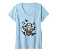 Femme Alpaga Viking Berserker Norse Animal Warrior T-Shirt avec Col en V