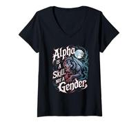 Femme Alpha est Une compétence, Pas Une louve intrépide pour Femmes Alpha Girl T-Shirt avec Col en V