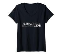 Femme Alpha et Omega Design des Écritures du début et de la Fin - Dieu T-Shirt avec Col en V