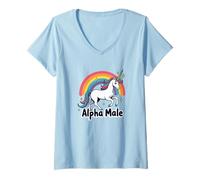 Femme Alpha Male Rainbow Unicorn Weird Alpha Male Meme Pink T-Shirt avec Col en V