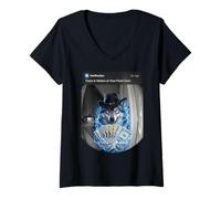 Femme Alpha Wolf Sigma Wolf Motion Porte d'entrée Loup Solitaire T-Shirt avec Col en V