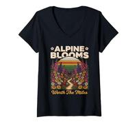 Femme Alpine Blooms Worth The Miles Randonnée Nature T-Shirt avec Col en V