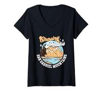 Femme Alpinisme - Montagnes de San Gabriel T-Shirt avec Col en V