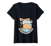 Femme Alpiniste - Montagnes de Buckskin T-Shirt avec Col en V