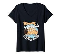 Femme Alpiniste - Montagnes Rubis T-Shirt avec Col en V