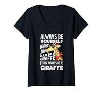 Femme Always Be Yourself Unless You Can Be A Giraffe Cool Lunettes de Soleil T-Shirt avec Col en V