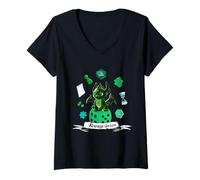 Femme Always Green Jeu de société Dragon avec dés T-Shirt avec Col en V