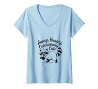 Femme Always Hungry CuteTrash Panda Funy Raccoon Meme T-Shirt avec Col en V
