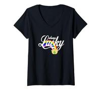 Femme Always Lucky - Pot de pièces avec Un Arc-en-Ciel T-Shirt avec Col en V