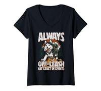 Femme Always Off-Leash At Least In Spirit Dog Randonnée Chien T-Shirt avec Col en V