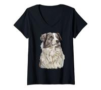 Femme Amant de chien de berger australien - Art de chien T-Shirt avec Col en V