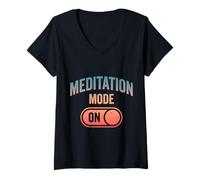 Femme Amant de méditation drôle Calme Esprit Zen Humour T-Shirt avec Col en V