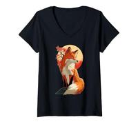 Femme Amant de Renard Japonais T-Shirt avec Col en V