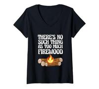 Femme Amateur de Camping, il n'y a Rien de tel Que trop de Bois de Chauffage T-Shirt avec Col en V